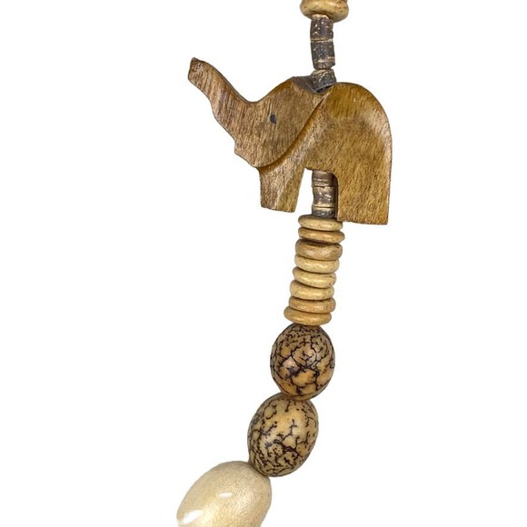 Vintage Hand Carved Wooden Animal Safari Necklace - Picture 3 of 11